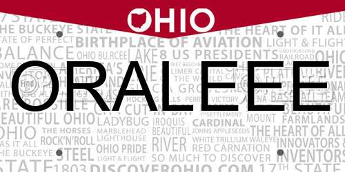 ORALEEE Ohio License Plate