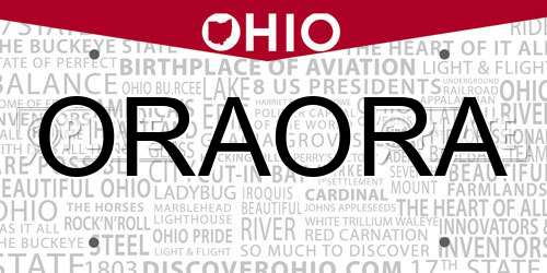 ORAORA Ohio License Plate