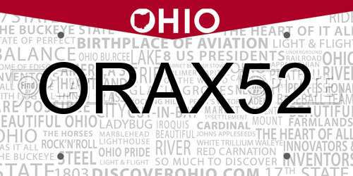 ORAX52 Ohio License Plate