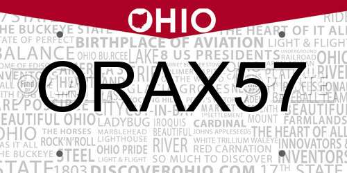 ORAX57 Ohio License Plate