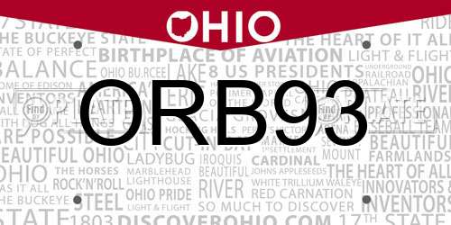 ORB93 Ohio License Plate