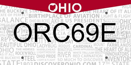 ORC69E Ohio License Plate
