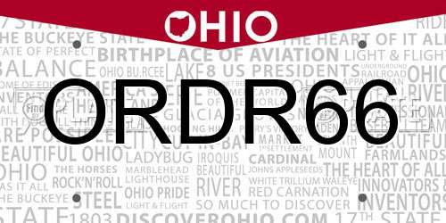 ORDR66 Ohio License Plate