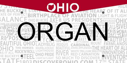 ORGAN Ohio License Plate