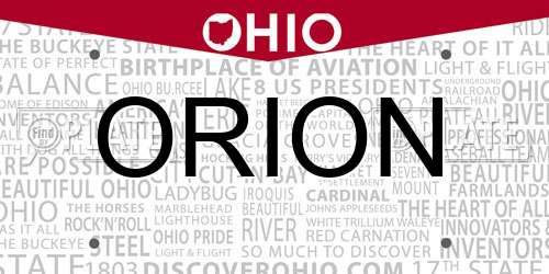 ORION Ohio License Plate