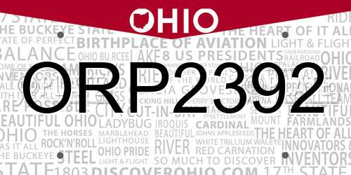 ORP2392 Ohio License Plate