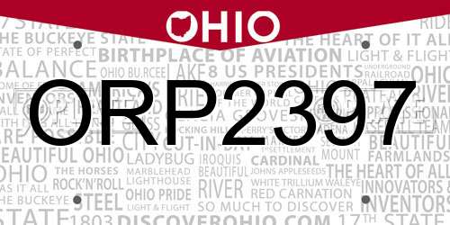 ORP2397 Ohio License Plate