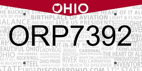 ORP7392 Ohio License Plate