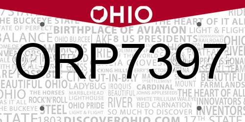 ORP7397 Ohio License Plate