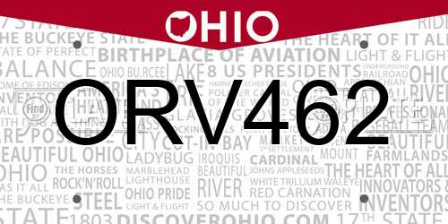 ORV462 Ohio License Plate