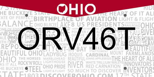 ORV46T Ohio License Plate