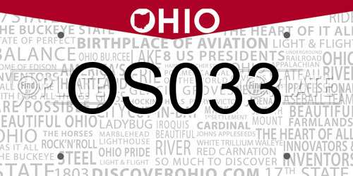 OS033 Ohio License Plate
