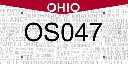 OS047 Ohio License Plate