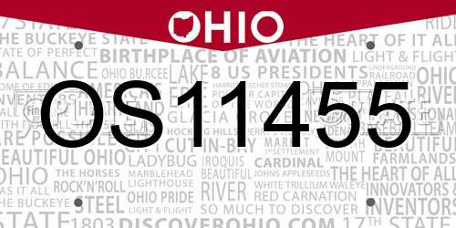 OS11455 Ohio License Plate
