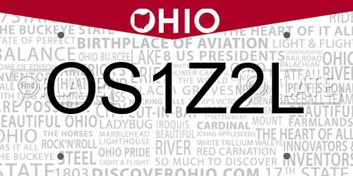 OS1Z2L Ohio License Plate