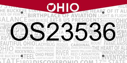 OS23536 Ohio License Plate