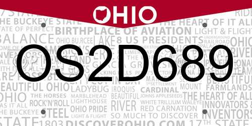 OS2D689 Ohio License Plate