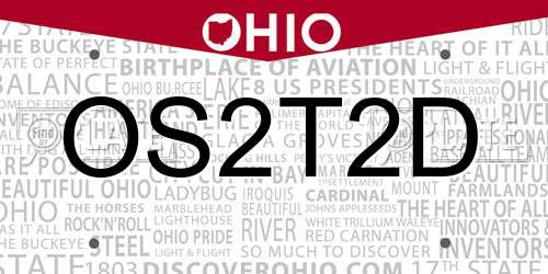 OS2T2D Ohio License Plate