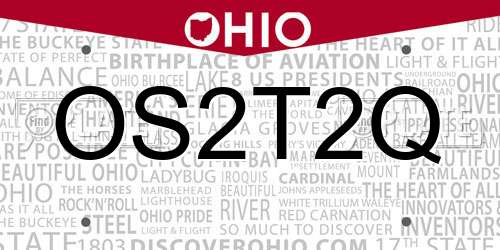OS2T2Q Ohio License Plate