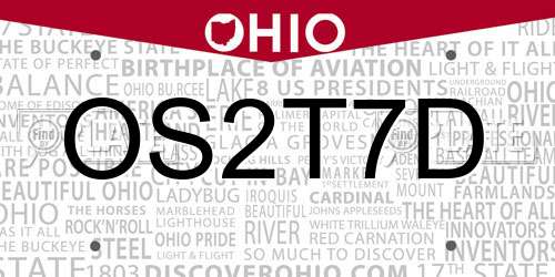OS2T7D Ohio License Plate