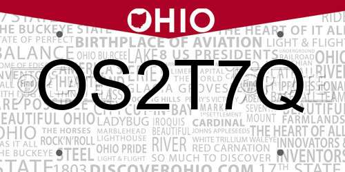 OS2T7Q Ohio License Plate