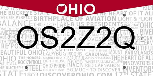 OS2Z2Q Ohio License Plate