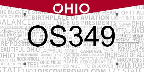 OS349 Ohio License Plate