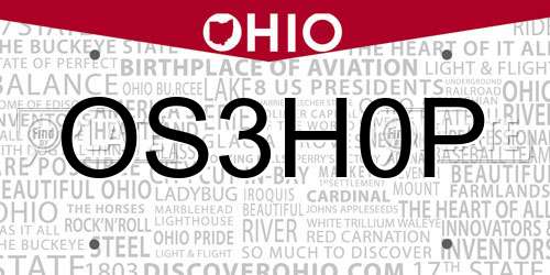 OS3H0P Ohio License Plate