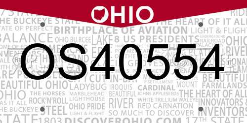 OS40554 Ohio License Plate