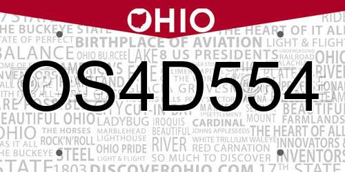 OS4D554 Ohio License Plate