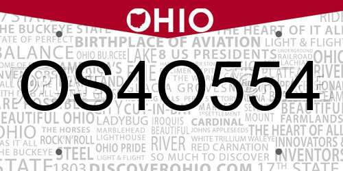 OS4O554 Ohio License Plate