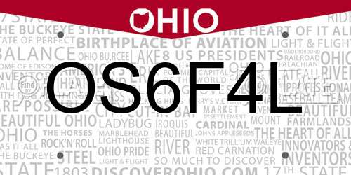 OS6F4L Ohio License Plate