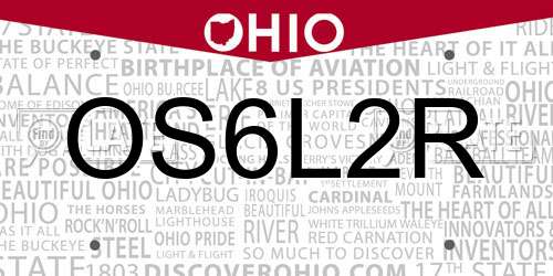 OS6L2R Ohio License Plate
