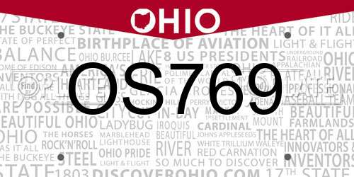 OS769 Ohio License Plate