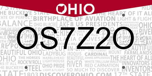OS7Z2O Ohio License Plate