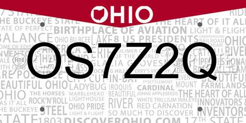 OS7Z2Q Ohio License Plate