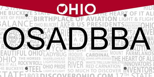 OSADBBA Ohio License Plate