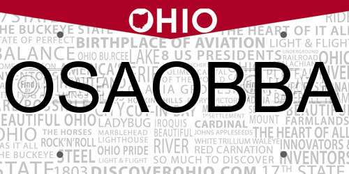 OSAOBBA Ohio License Plate