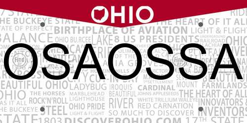 OSAOSSA Ohio License Plate