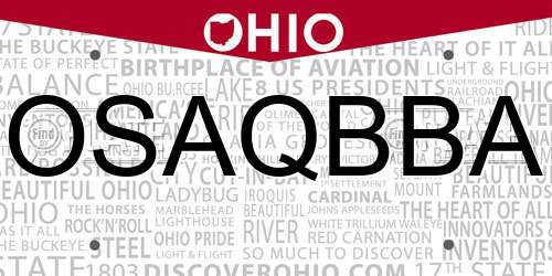 OSAQBBA Ohio License Plate