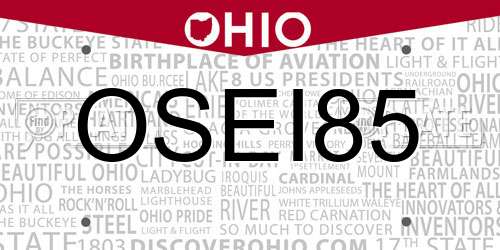 OSEI85 Ohio License Plate