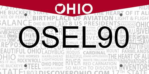 OSEL90 Ohio License Plate