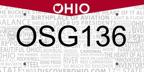 OSG136 Ohio License Plate