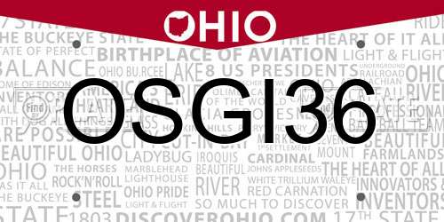 OSGI36 Ohio License Plate