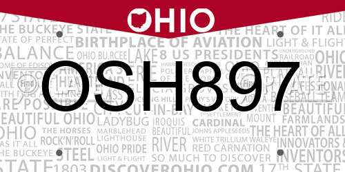 OSH897 Ohio License Plate