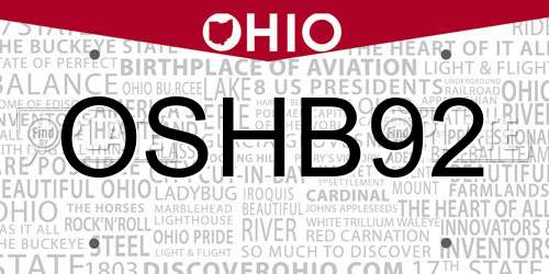 OSHB92 Ohio License Plate