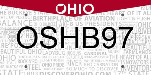 OSHB97 Ohio License Plate