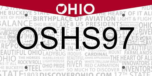 OSHS97 Ohio License Plate