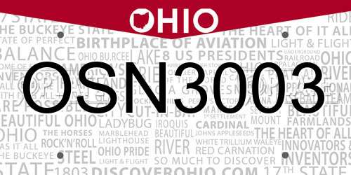 OSN3003 Ohio License Plate