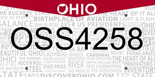 OSS4258 Ohio License Plate
